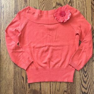 Women's Coral Sweater with Floral Accent Y2K Chic Size XS
